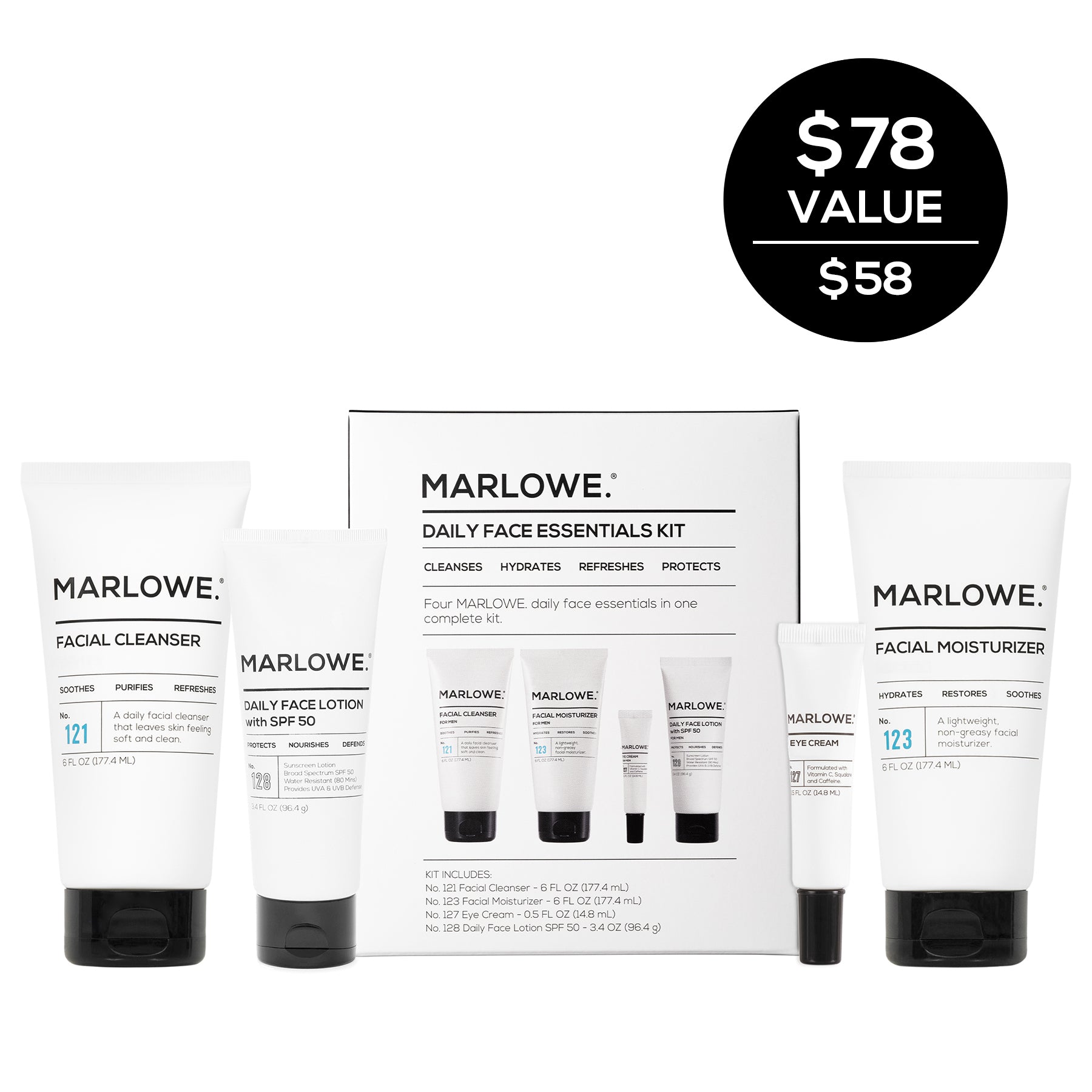 Daily Face Essentials Skincare Set with SPF 50 Sunscreen
